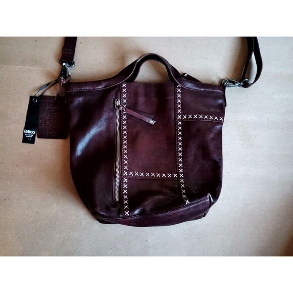 Latico Frankie Genuine Leather Crossbody Tote Reddish Brown  Bag Purse - Picture 2 of 10